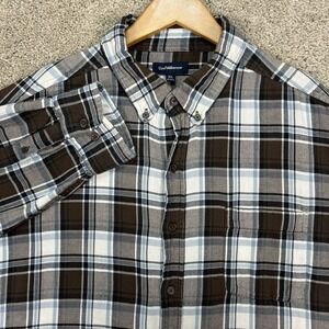 Croft Barrow‎ Shirt Mens XL Brown Blue Plaid Flannel Long Sleeve Button Down